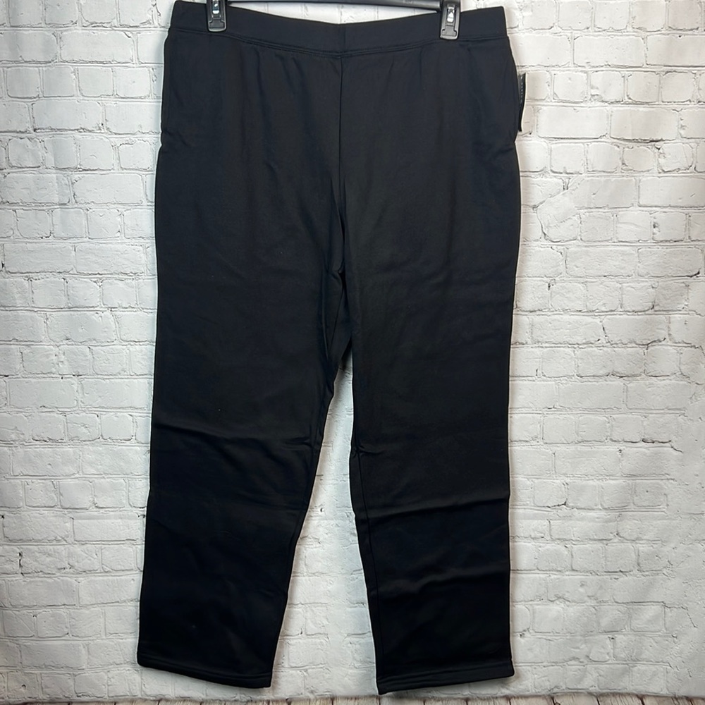 Karen Scott Sport Black Fleece Pull On Sweatpants Size XL - Picture 2 of 5